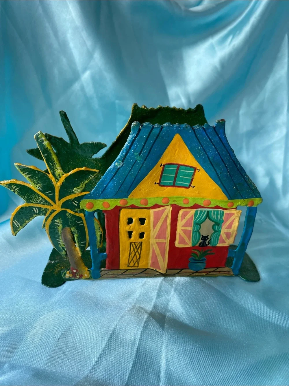 Hand painted Metal Napkin holder Colorful Tropical Caribbean House